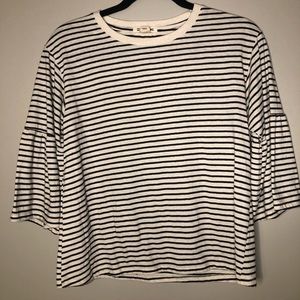 Billabong striped ruffle sleeve top